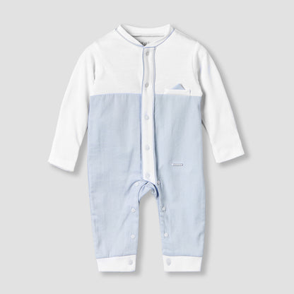 Giggles Cotton Round Neck Long Sleeves Sleepsuit with Pocket Square Detail