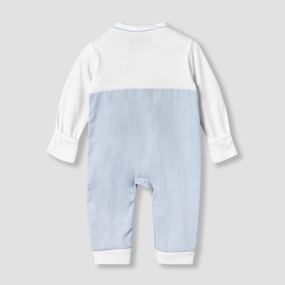 Giggles Cotton Round Neck Long Sleeves Sleepsuit with Pocket Square Detail