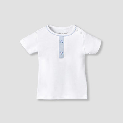 Giggles Crew Neck Short Sleeves T-shirts and Dungaree Set with Stripes