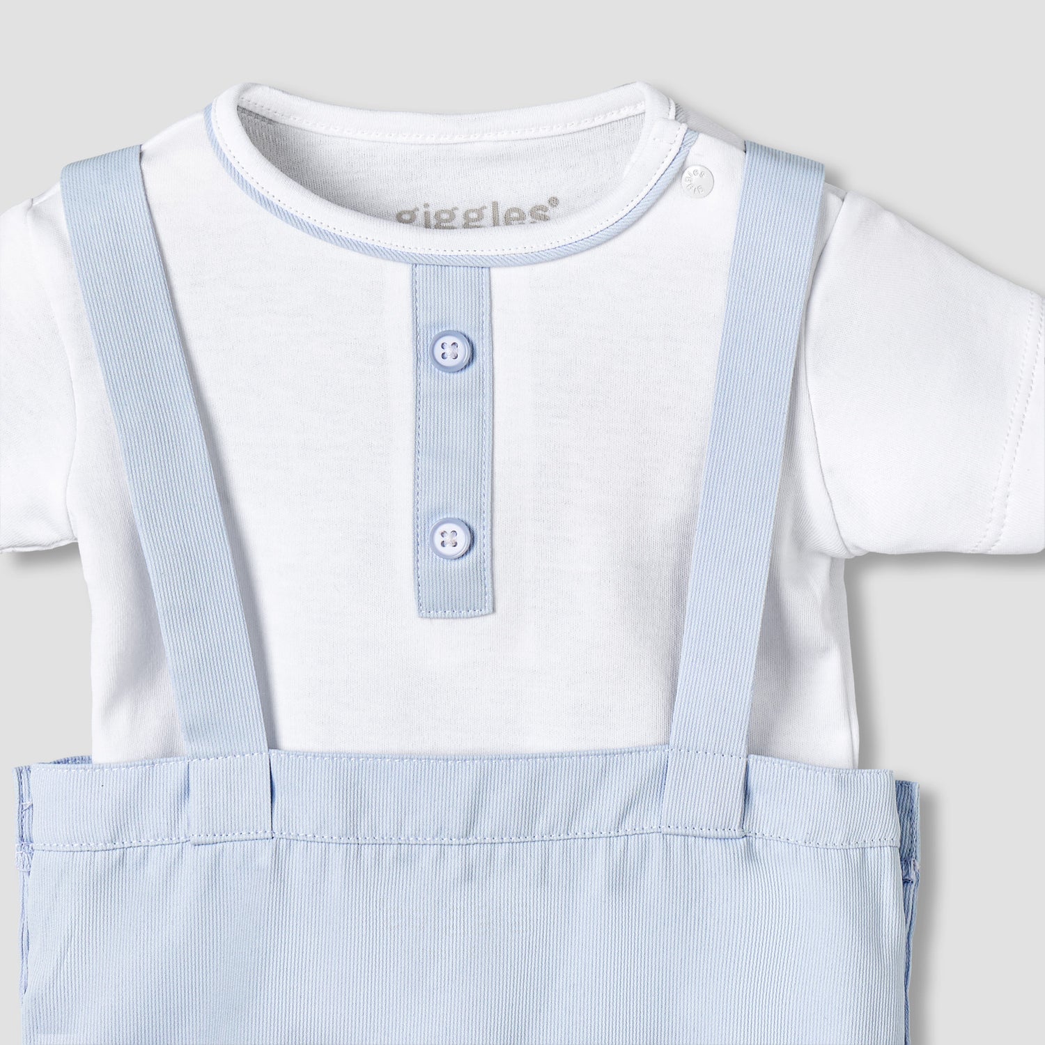 Giggles Crew Neck Short Sleeves T-shirts and Dungaree Set with Stripes