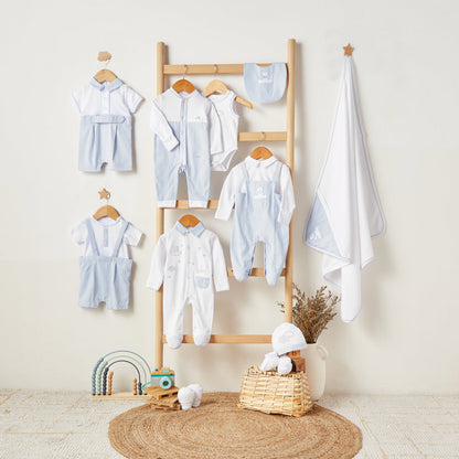Giggles Crew Neck Short Sleeves T-shirts and Dungaree Set with Stripes