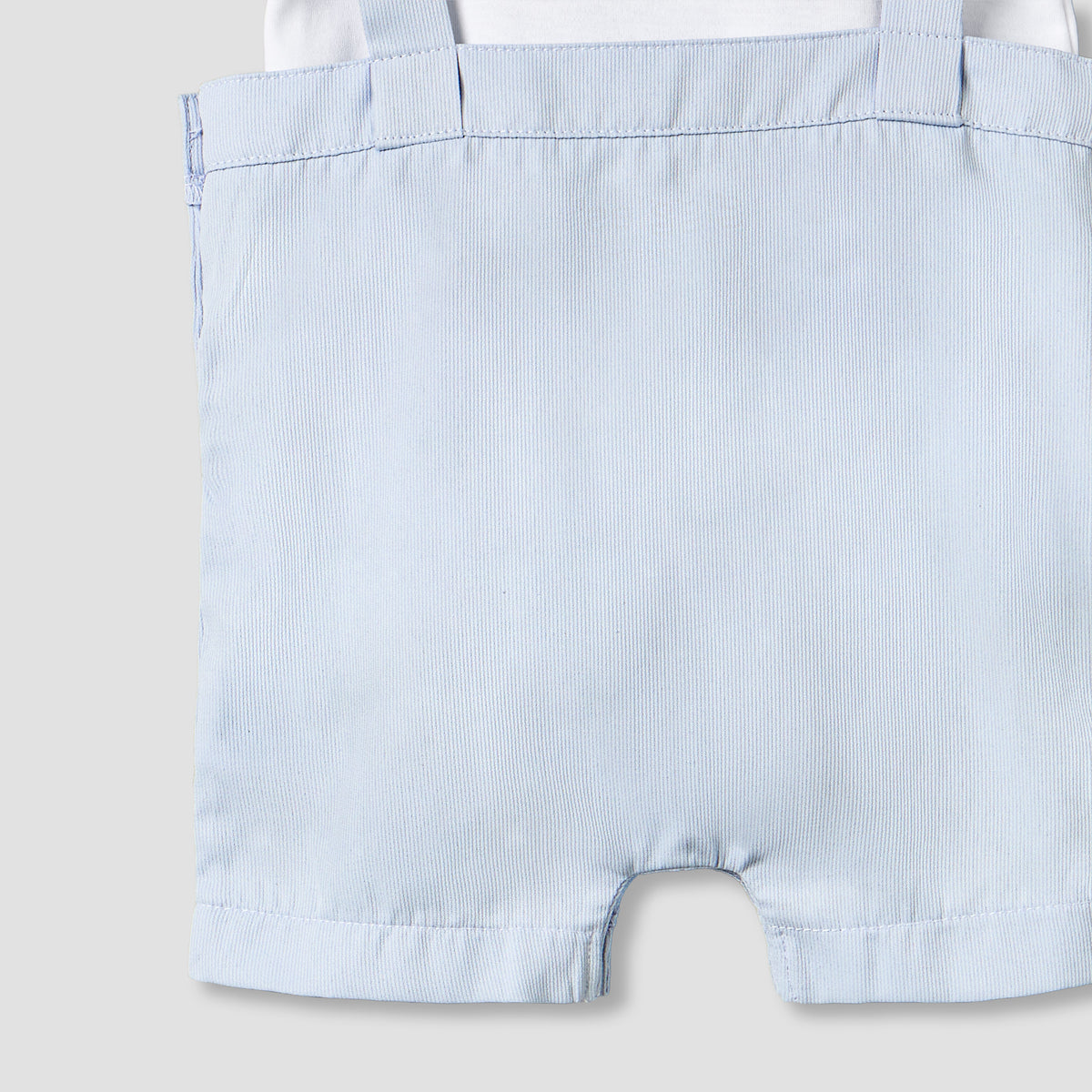 Giggles Crew Neck Short Sleeves T-shirts and Dungaree Set with Stripes