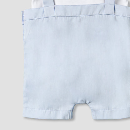 Giggles Crew Neck Short Sleeves T-shirts and Dungaree Set with Stripes