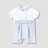 Giggles Collared Short Sleeves Romper with Panelled Design - Blue / 12-18 mths