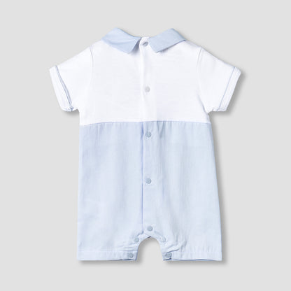 Giggles Collared Short Sleeves Romper with Panelled Design