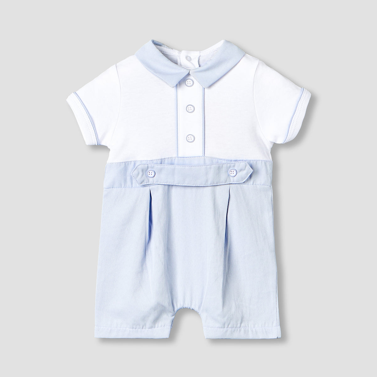 Giggles Collared Short Sleeves Romper with Panelled Design