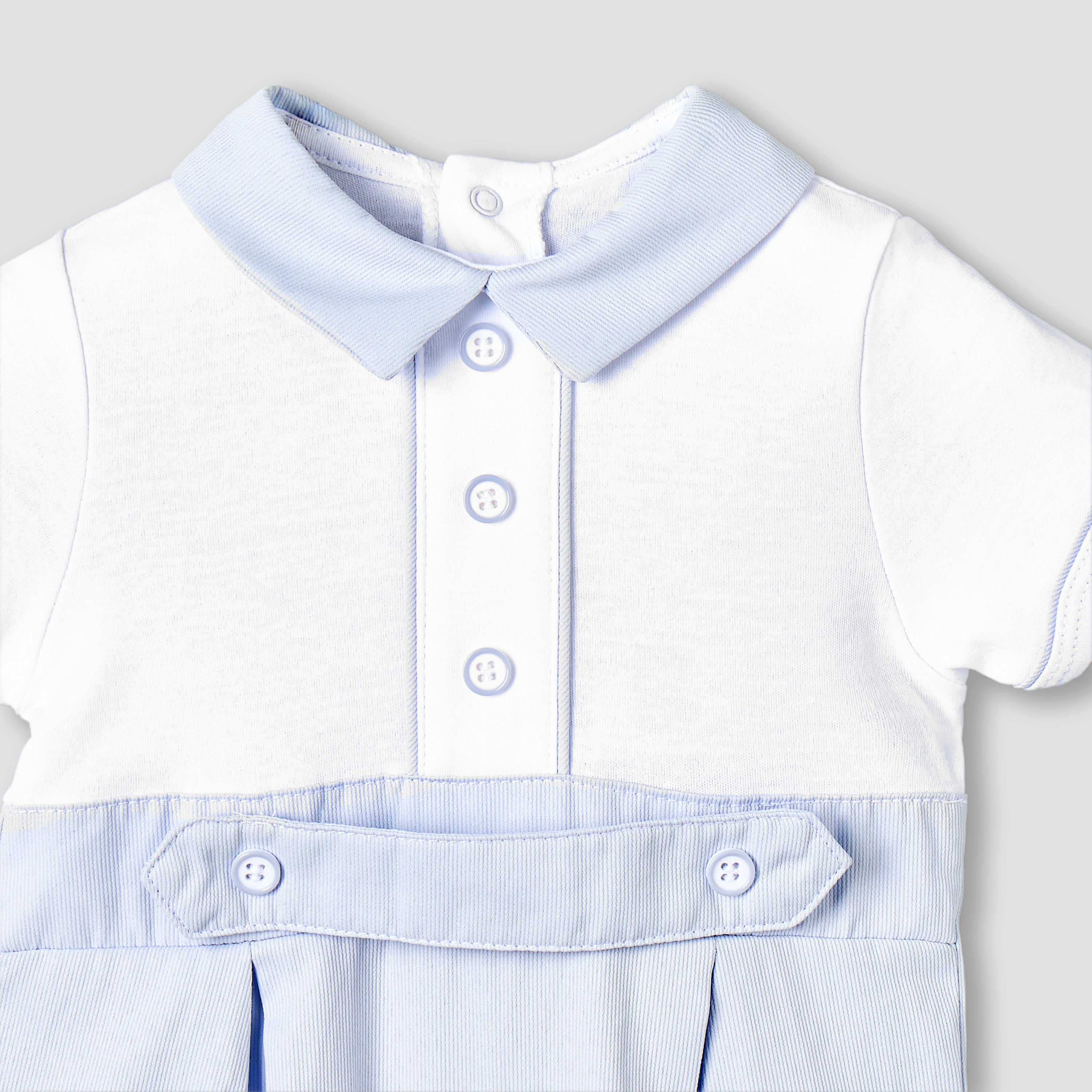Giggles Collared Short Sleeves Romper with Panelled Design