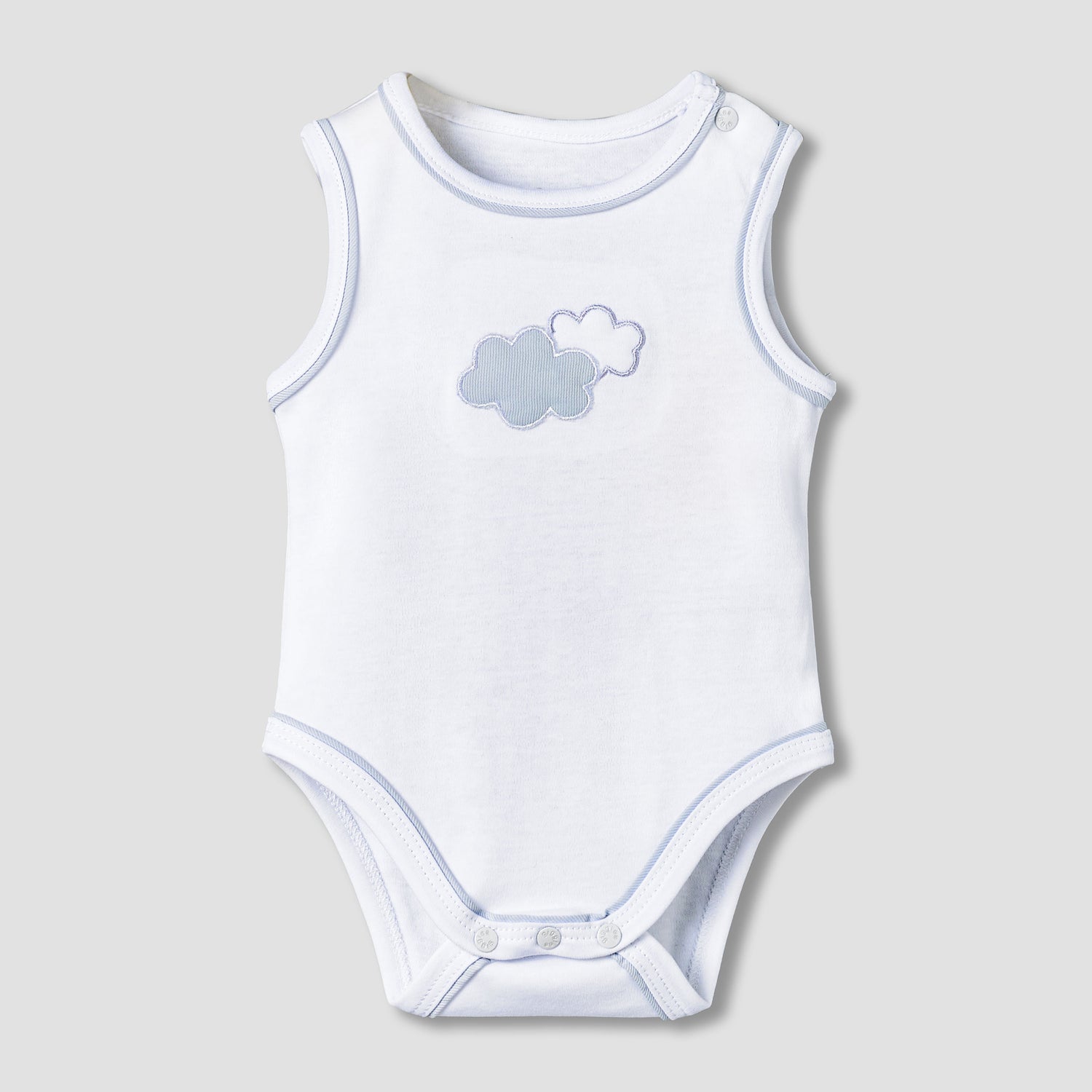 Giggles Round Neck Sleeveless Bodysuit with Snap Button Closure - White / 12-18 mths