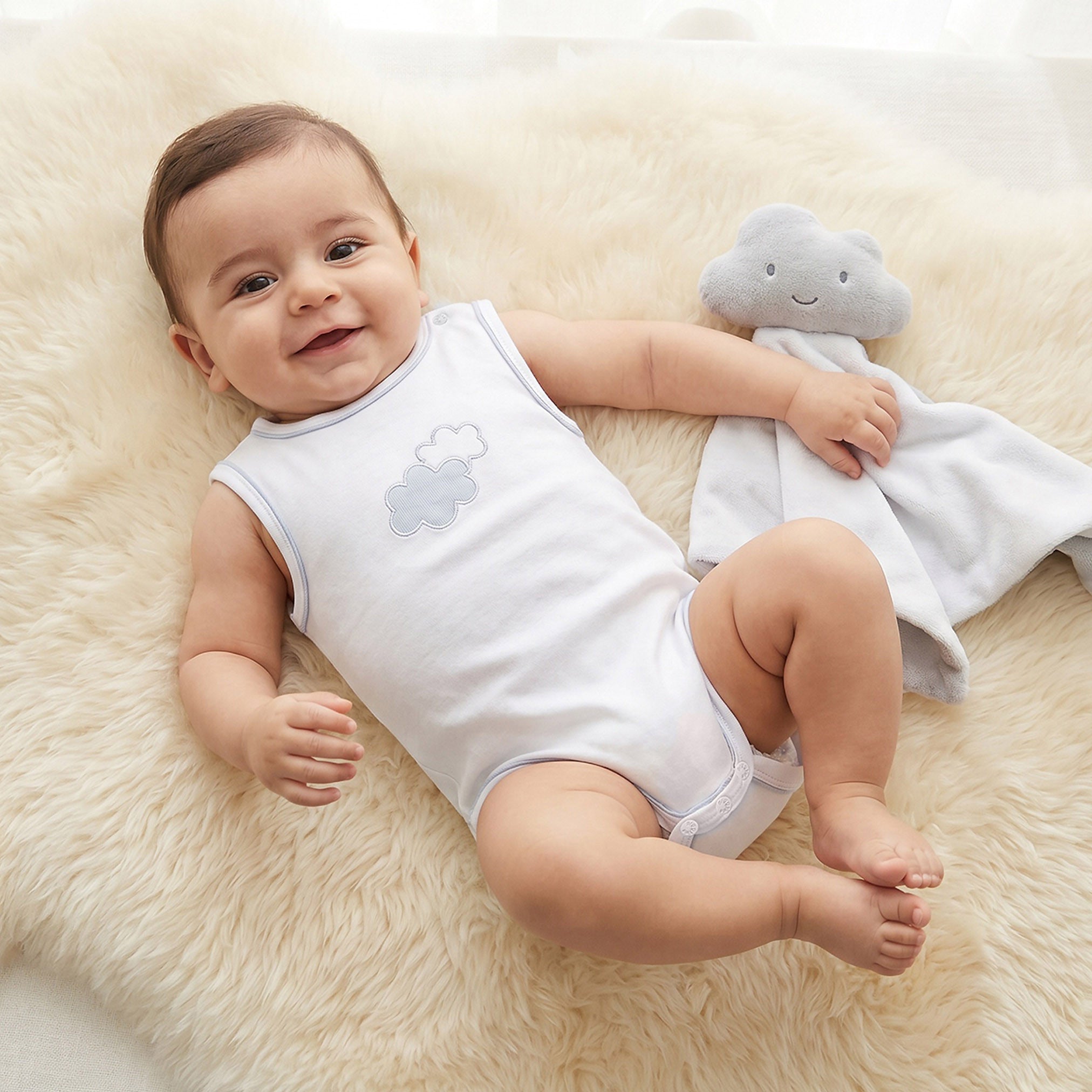 Giggles Round Neck Sleeveless Bodysuit with Snap Button Closure