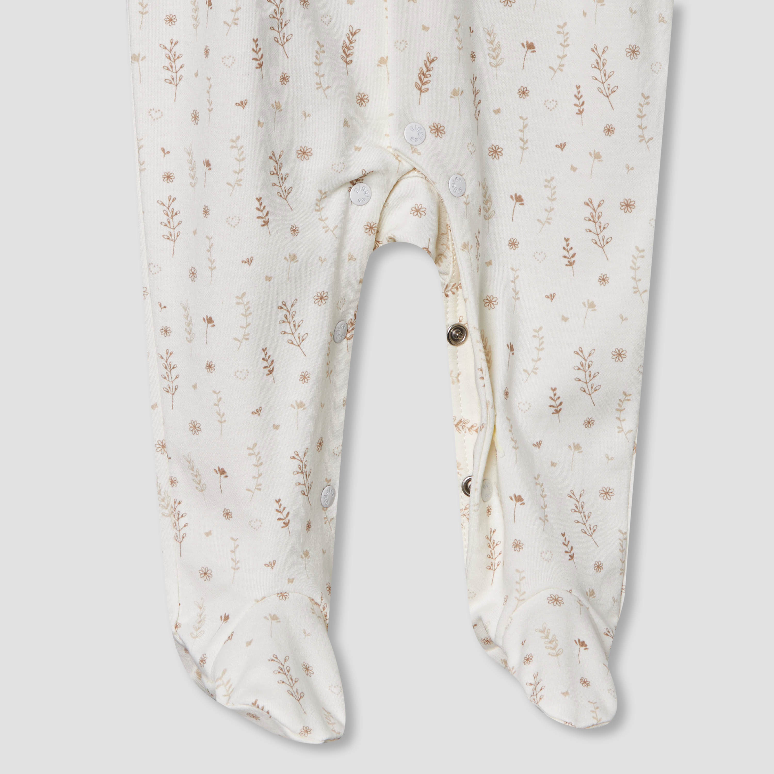 Giggles Supima Cotton Peter Pan Collar Long Sleeves Sleepsuit with Floral Print