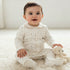 Giggles Supima Cotton Peter Pan Collar Long Sleeves Sleepsuit with Floral Print - Cream / 9-12 mths