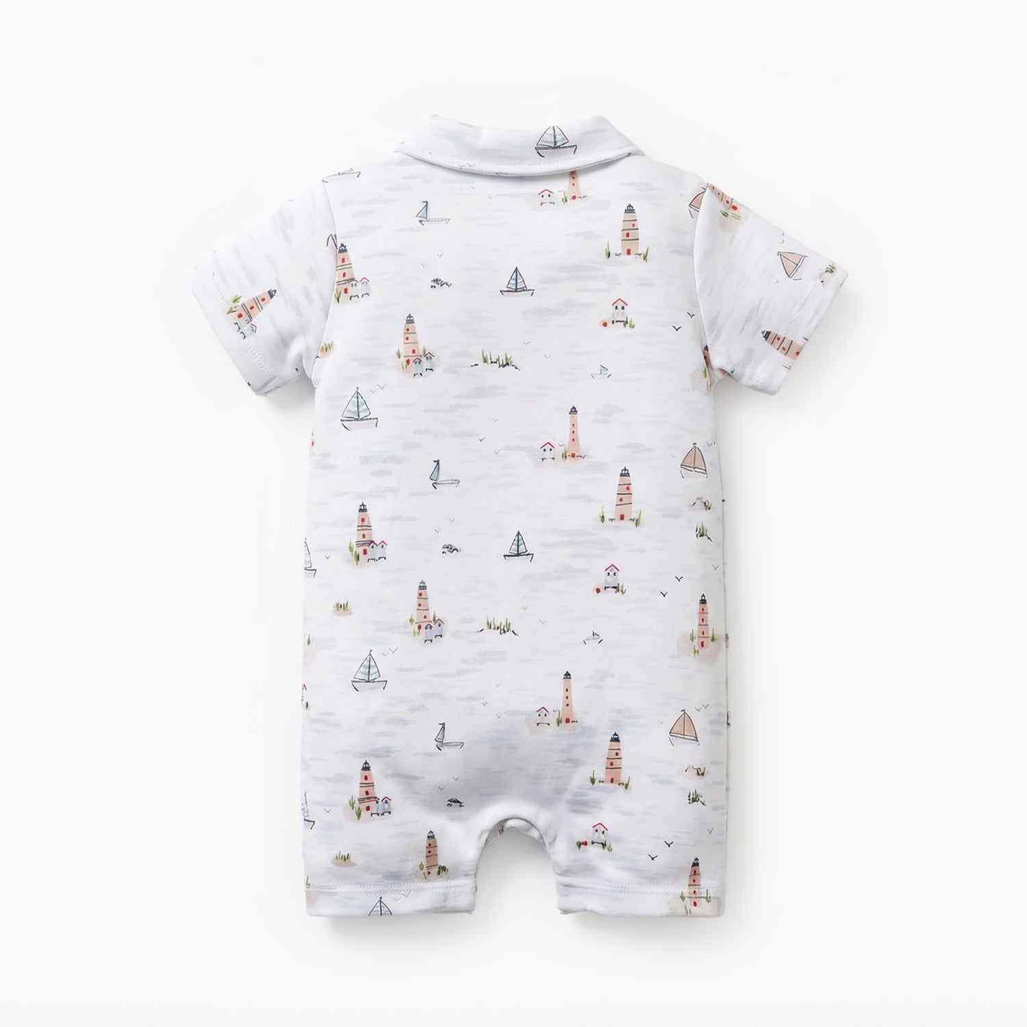 Juniors Collared Short Sleeve Romper with Button Closure