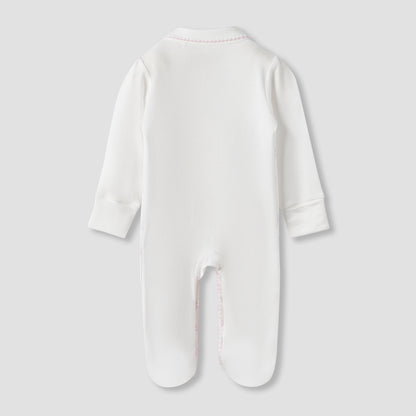 Giggles Pram Print Collared Sleepsuit with Long Sleeves