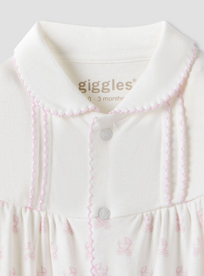 Giggles Pram Print Collared Sleepsuit with Long Sleeves-baby-girls-clothing-nightwear-sleepsuits-image-3