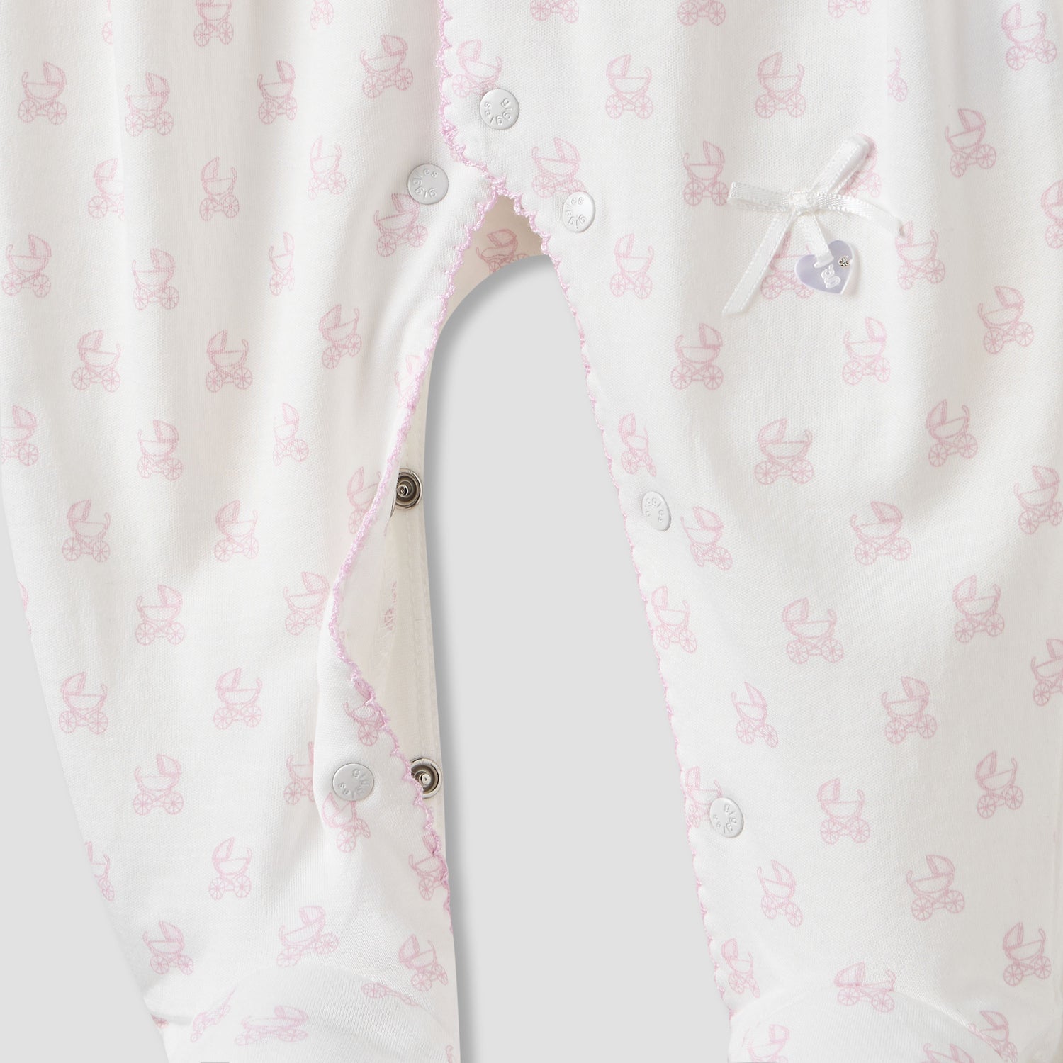 Giggles Pram Print Collared Sleepsuit with Long Sleeves