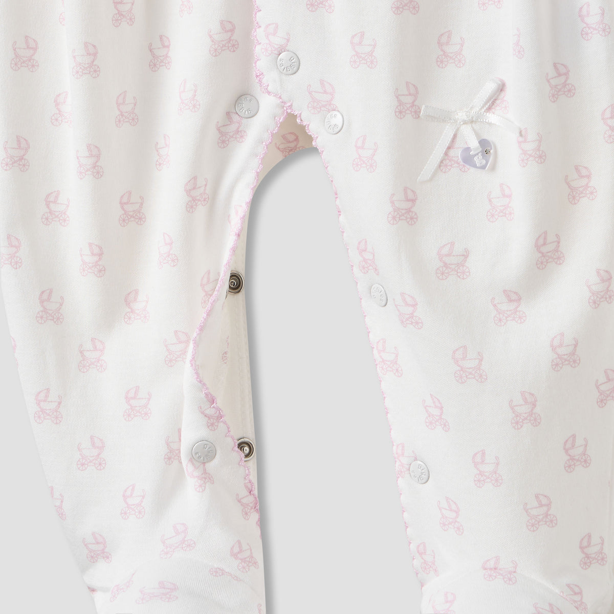 Giggles Pram Print Collared Sleepsuit with Long Sleeves