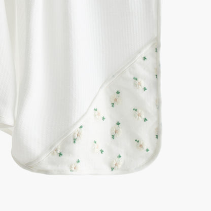 Giggles Floral Embroidered Receiving Blanket - 70x70 cm