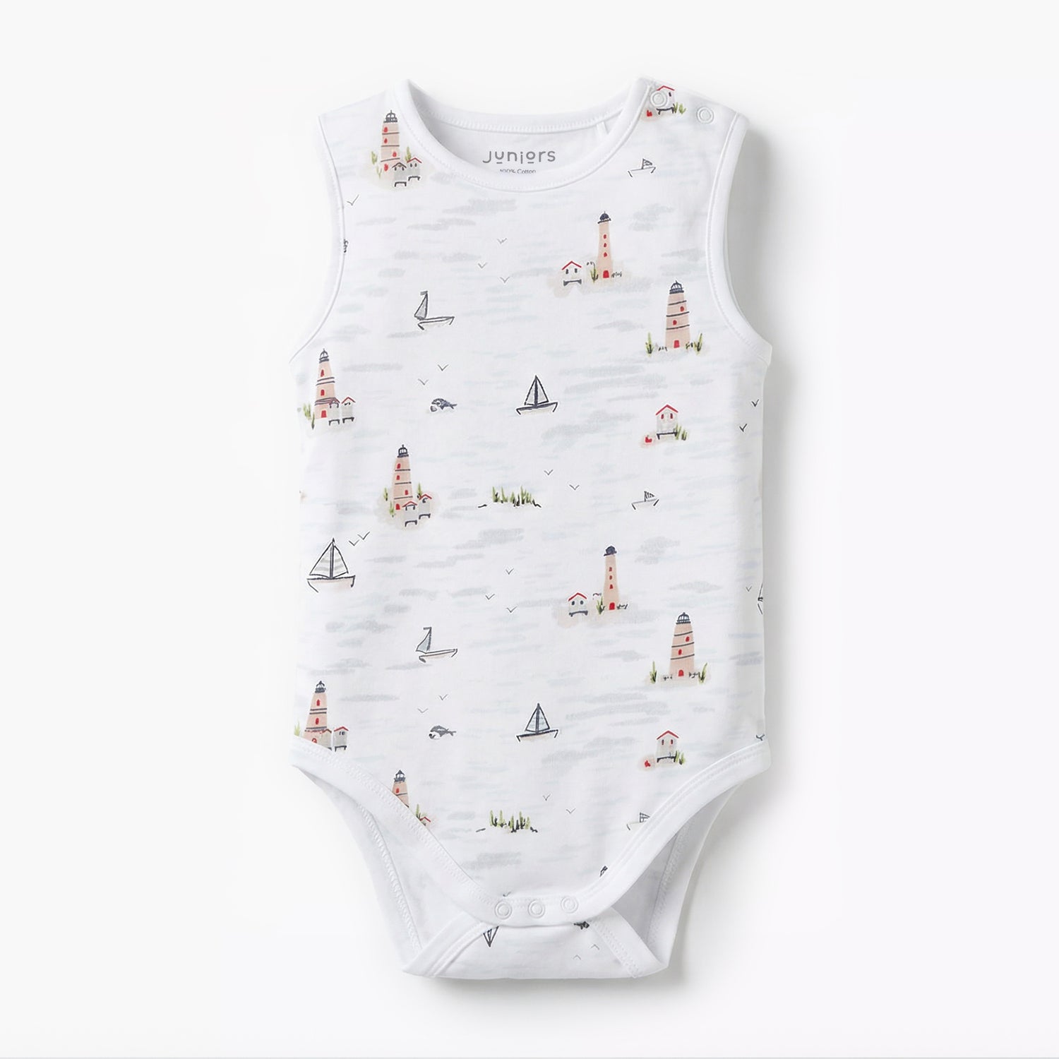 Juniors Round Neck Sleeveless Bodysuit with Snap Button Closure