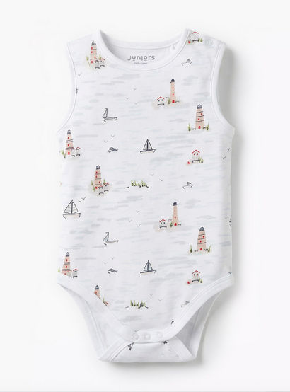 Juniors Round Neck Sleeveless Bodysuit with Snap Button Closure-baby-boys-clothing-bodysuits-image-2