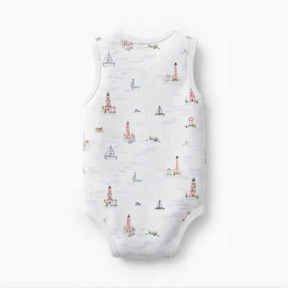 Juniors Round Neck Sleeveless Bodysuit with Snap Button Closure