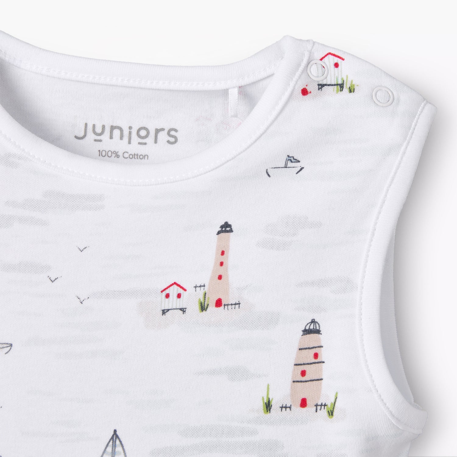 Juniors Round Neck Sleeveless Bodysuit with Snap Button Closure