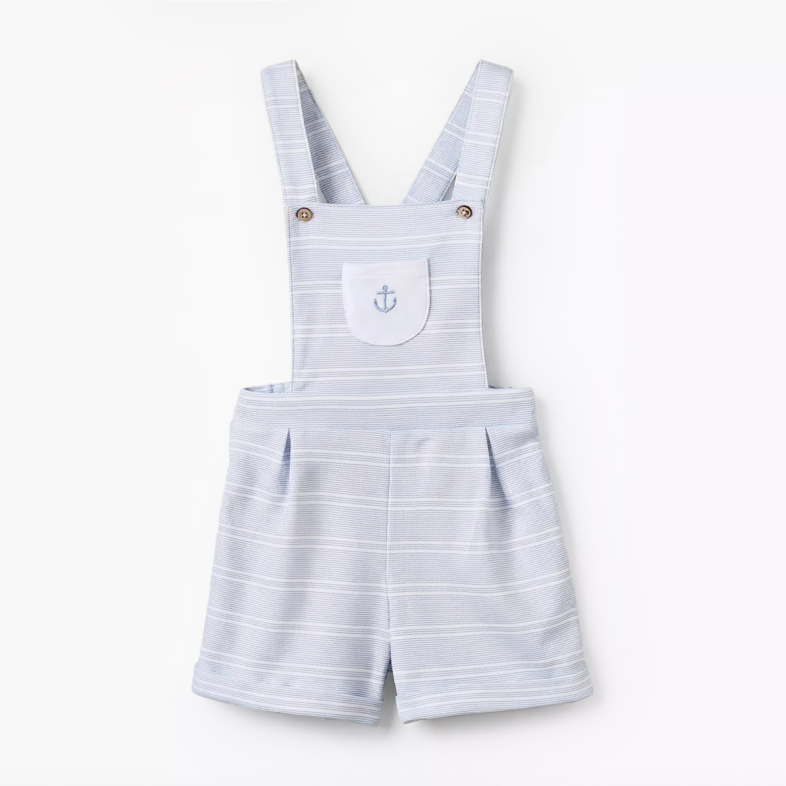 Juniors Round Neck Short Sleeves T-shirt and Dungaree Set with Stripes