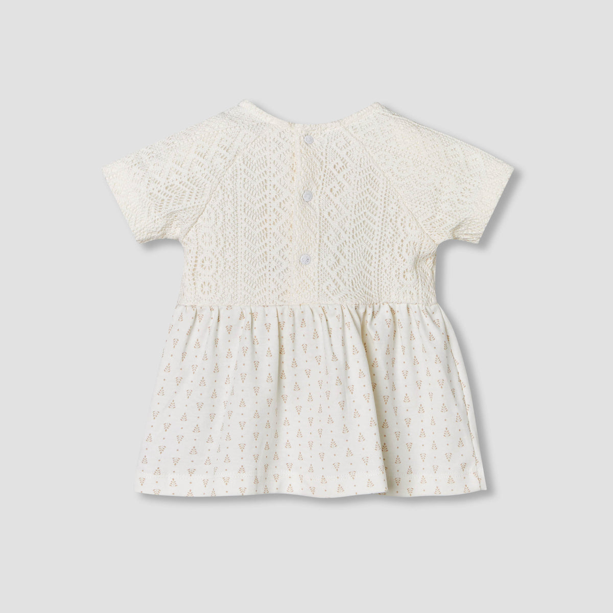 Giggles Short Sleeves A-line Dress with Lace Texture