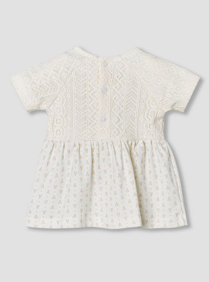 Giggles Short Sleeves A-line Dress with Lace Texture-baby-girls-clothing-dressesandjumpsuits-image-3