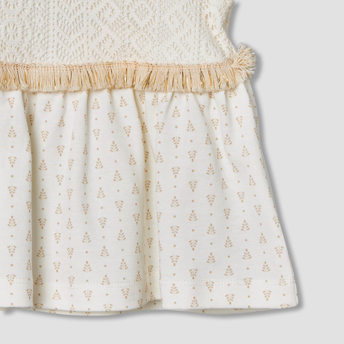 Giggles Short Sleeves A-line Dress with Lace Texture