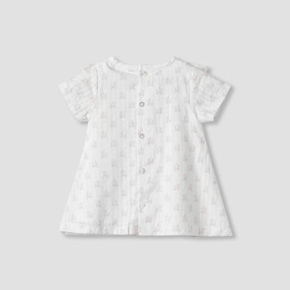 Giggles Printed A-line Dress with Pintuck and Ruffle Detail