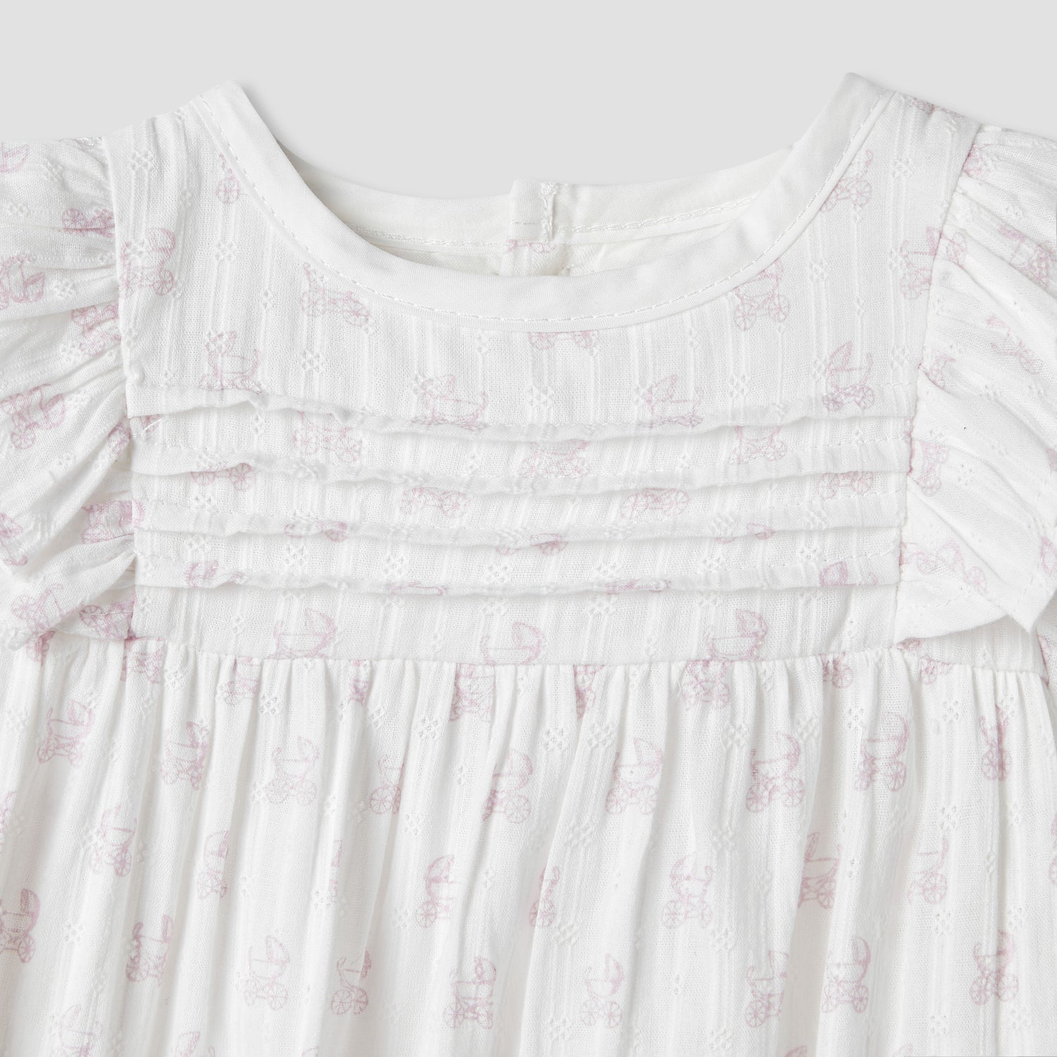 Giggles Printed A-line Dress with Pintuck and Ruffle Detail