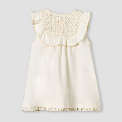 Giggles Round Neck Sleeveless A-line Dress with Embroidered Design