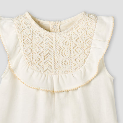 Giggles Round Neck Sleeveless A-line Dress with Embroidered Design