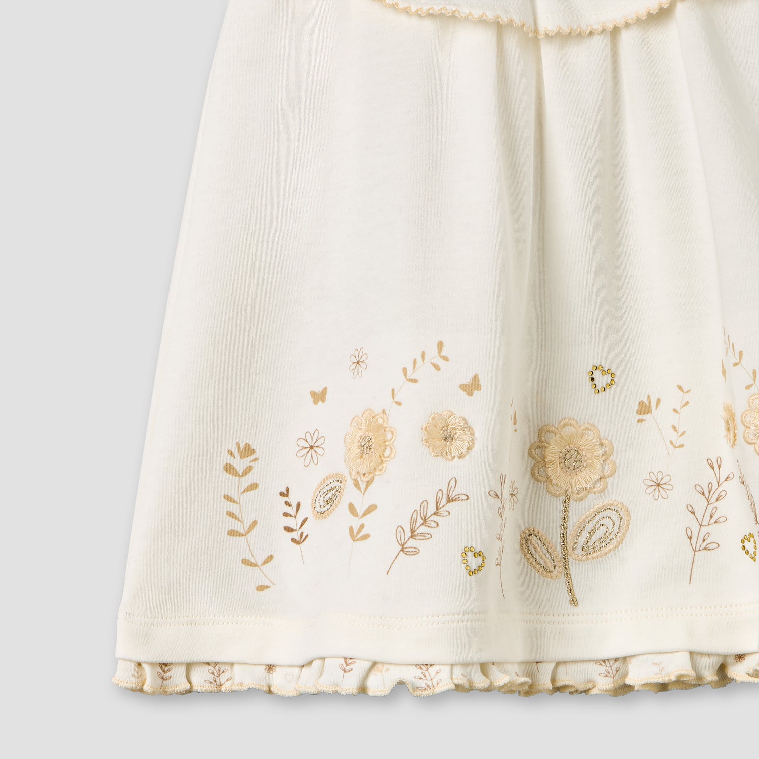 Giggles Round Neck Sleeveless A-line Dress with Embroidered Design