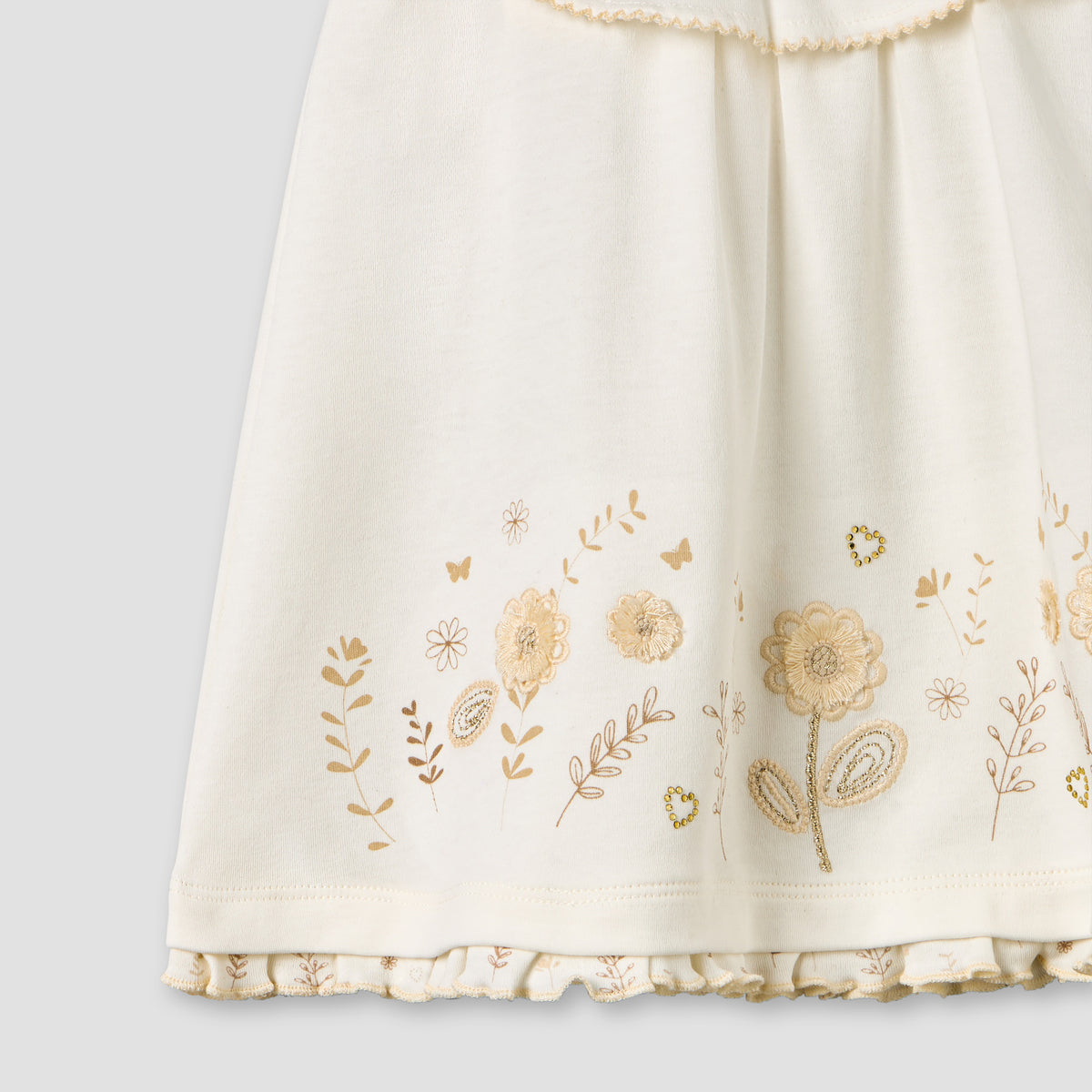 Giggles Round Neck Sleeveless A-line Dress with Embroidered Design