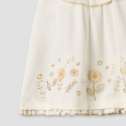 Giggles Round Neck Sleeveless A-line Dress with Embroidered Design