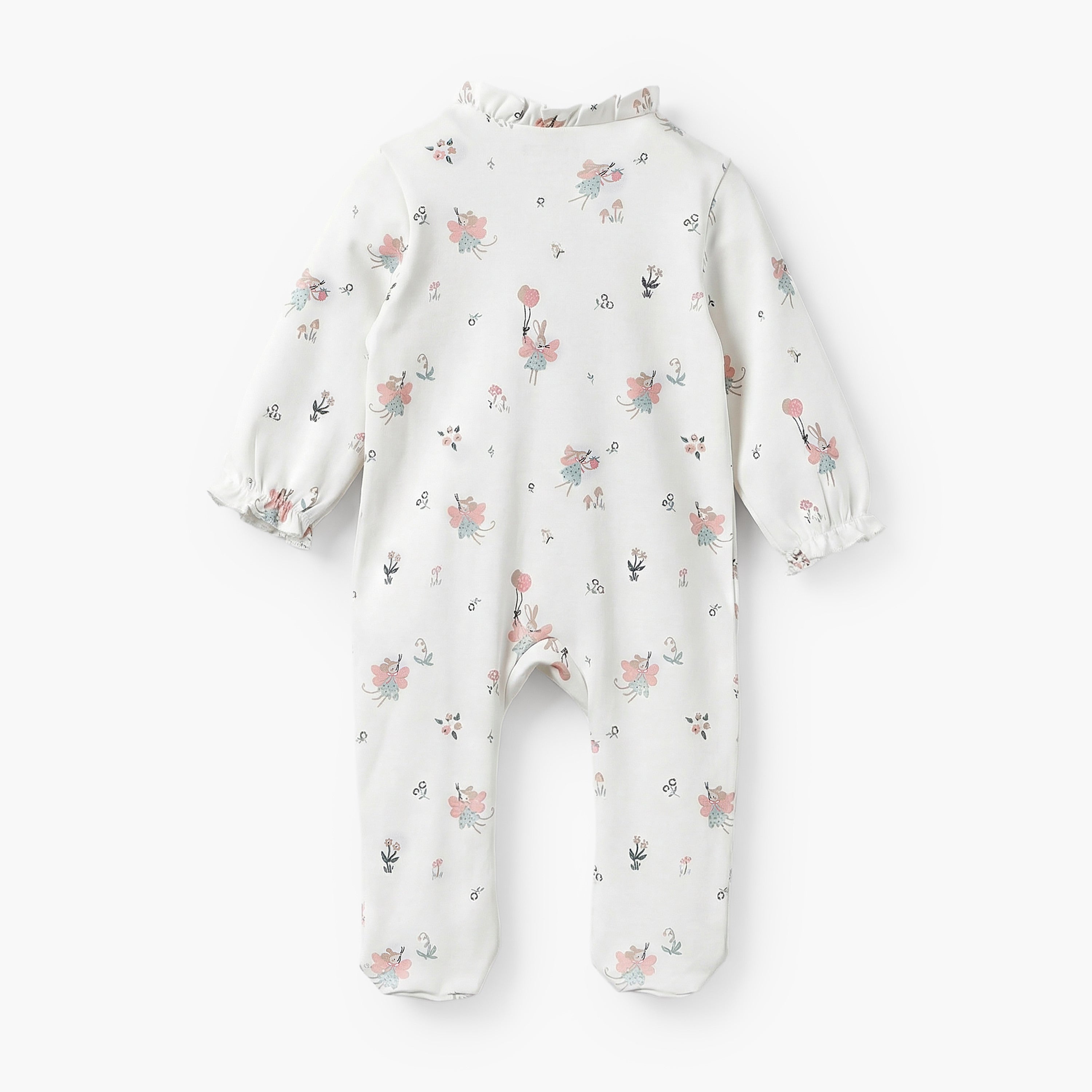 Juniors Ruffle Collar Long Sleeves Sleepsuit with Print