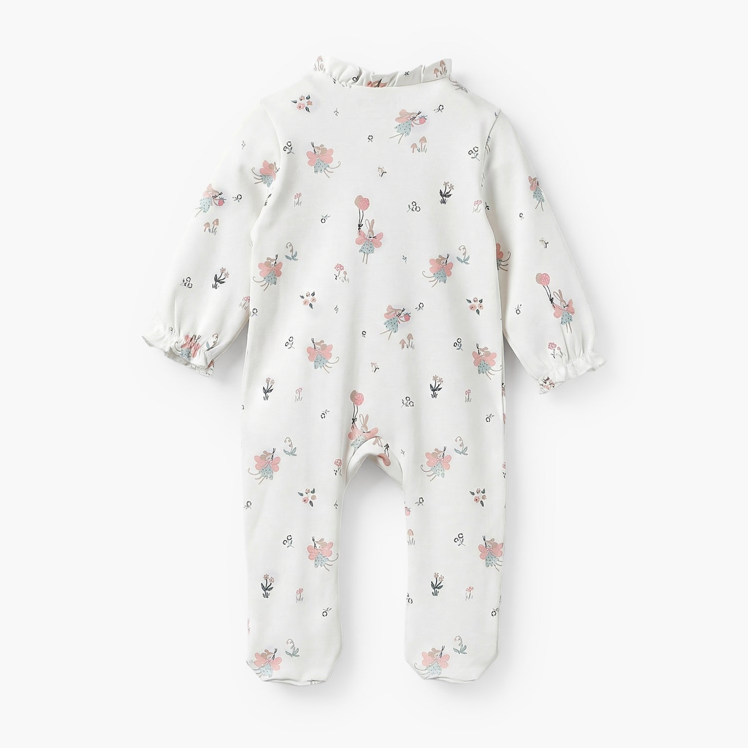 Juniors Ruffle Collar Long Sleeves Sleepsuit with Print