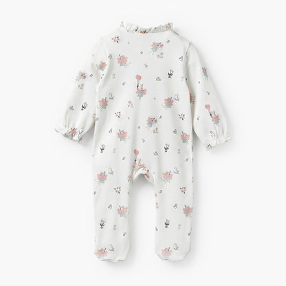 Juniors Ruffle Collar Long Sleeves Sleepsuit with Print