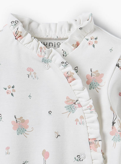 Juniors Ruffle Collar Long Sleeves Sleepsuit with Print-baby-girls-clothing-nightwear-sleepsuits-image-3