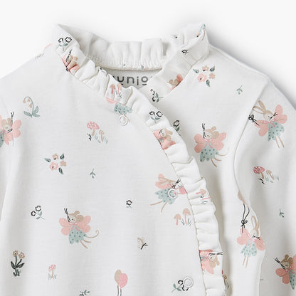 Juniors Ruffle Collar Long Sleeves Sleepsuit with Print