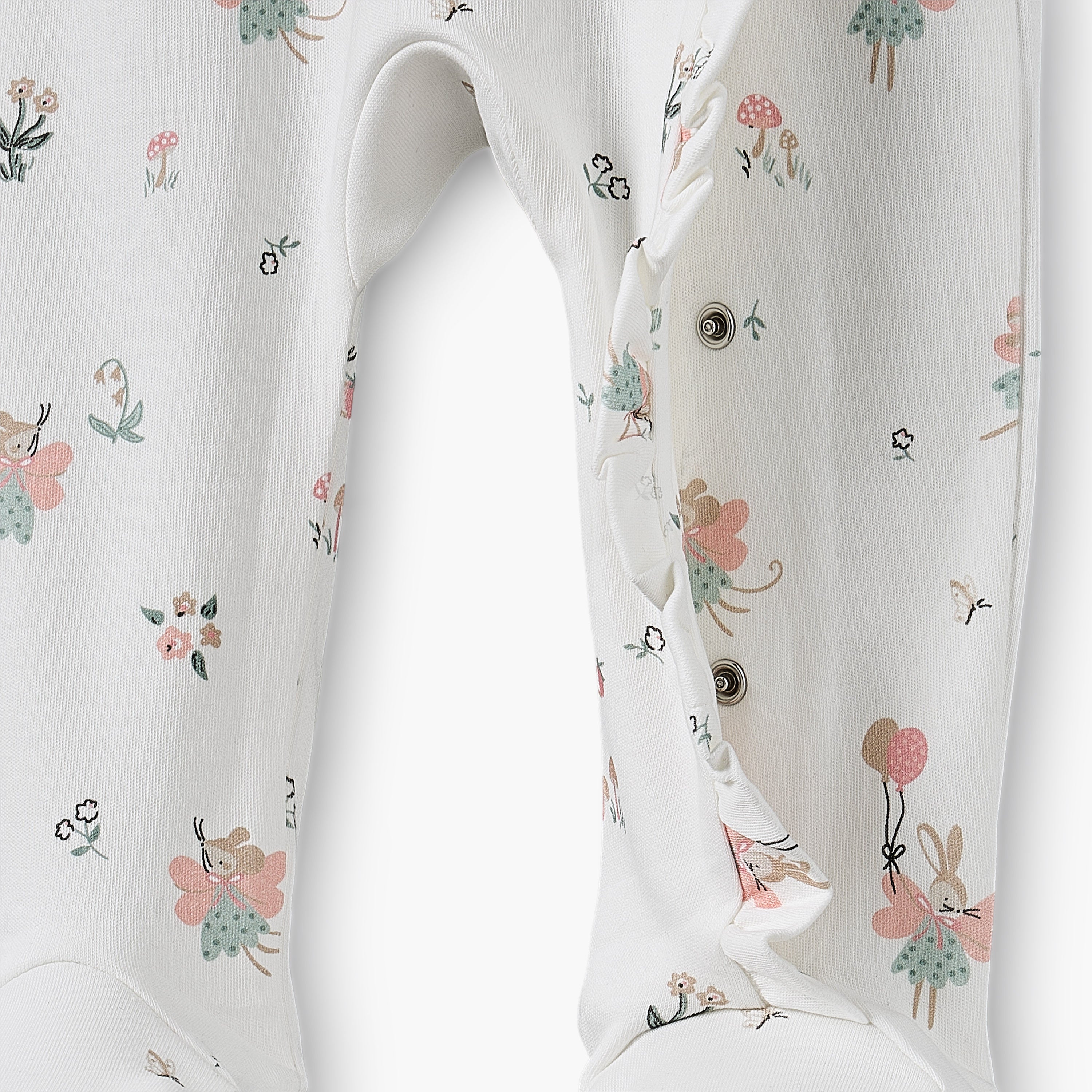 Juniors Ruffle Collar Long Sleeves Sleepsuit with Print
