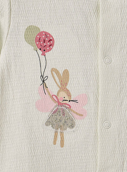 Juniors Crew Neck Long Sleeves Sleepsuit with Applique Bunny Design-baby-girls-clothing-nightwear-sleepsuits-image-4