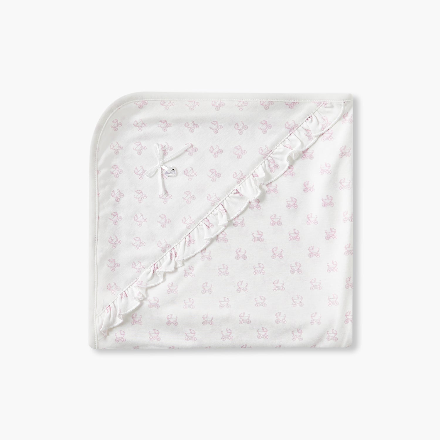 Giggles Printed Receiving Blanket with Bow and Ruffle Detail