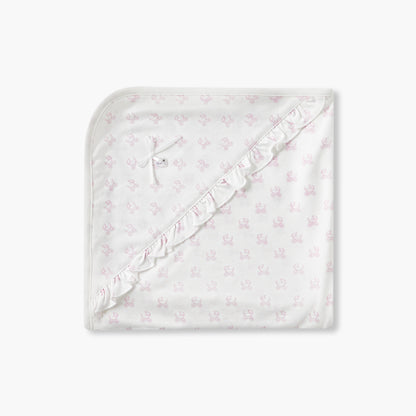 Giggles Printed Receiving Blanket with Bow and Ruffle Detail