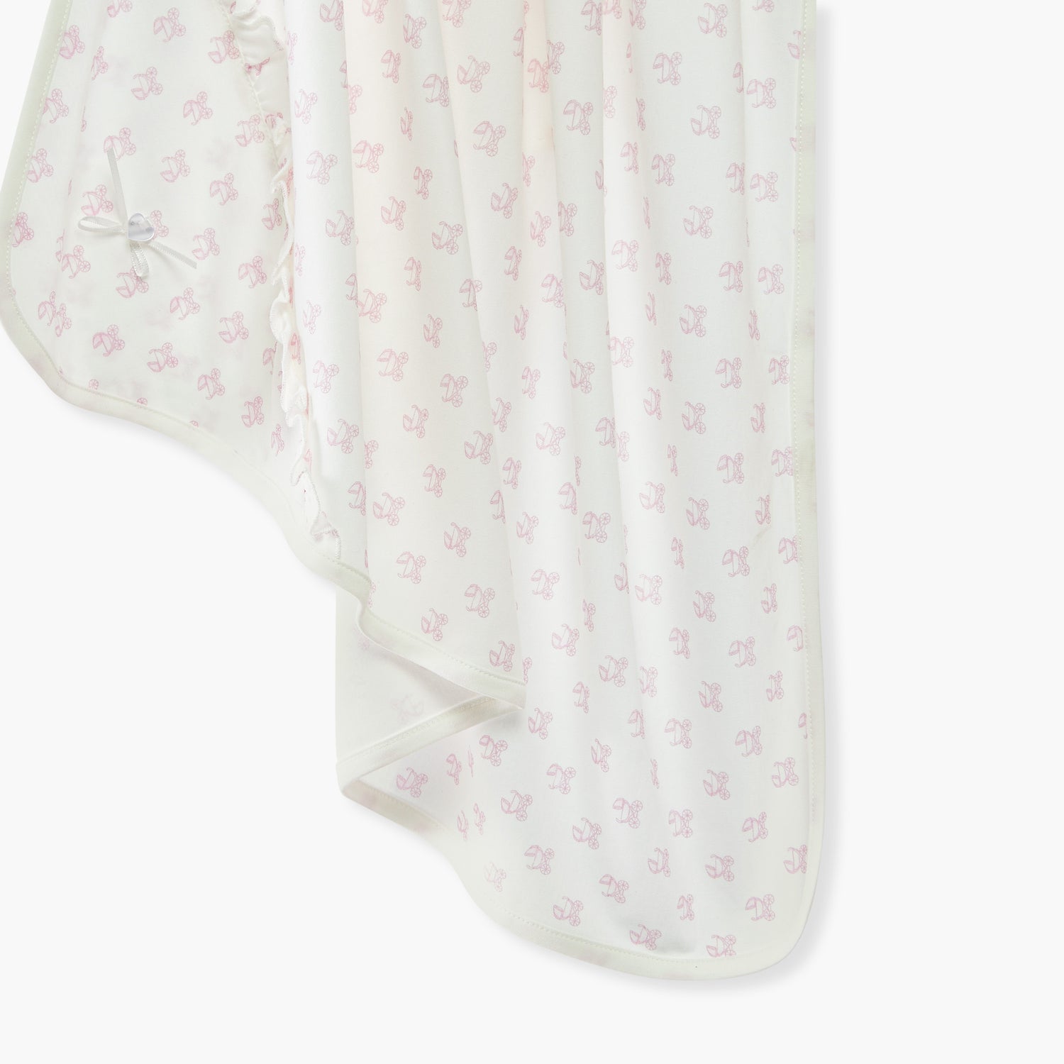 Giggles Printed Receiving Blanket with Bow and Ruffle Detail