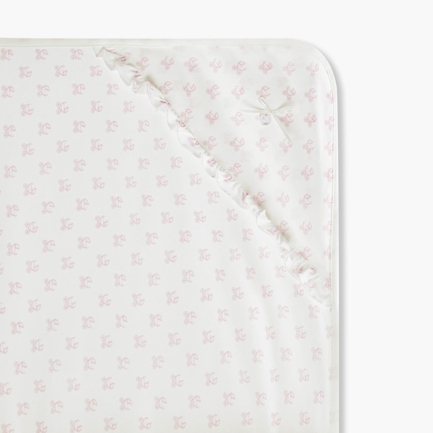 Giggles Printed Receiving Blanket with Bow and Ruffle Detail