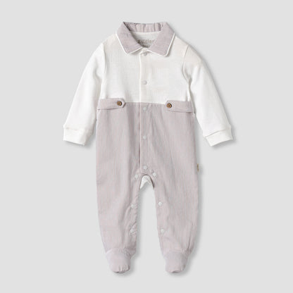 Giggles Cotton Collared Long Sleeves Sleepsuit with Snap Button Closure