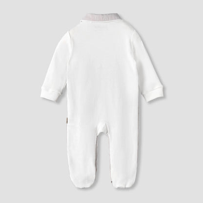 Giggles Cotton Collared Long Sleeves Sleepsuit with Snap Button Closure