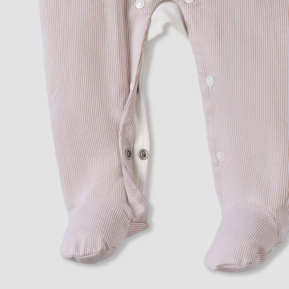 Giggles Cotton Collared Long Sleeves Sleepsuit with Snap Button Closure